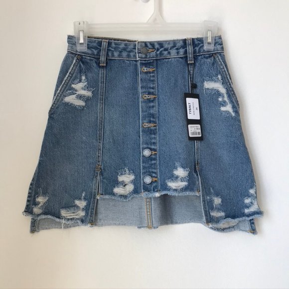 LF] Carmar Tybalt Distressed Denim Mini Skirt